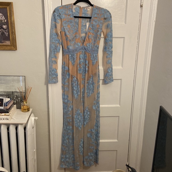 For Love and Lemons Light Blue and Nude Temecula Maxi Dress - Picture 6 of 9